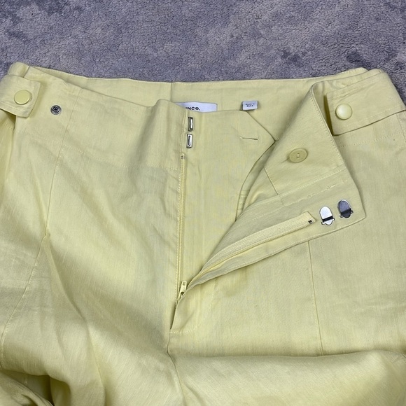 New Vince High Waist Tailored Utility Trouser Pants Pomelo Yellow Linen Sz 10 - Picture 14 of 16